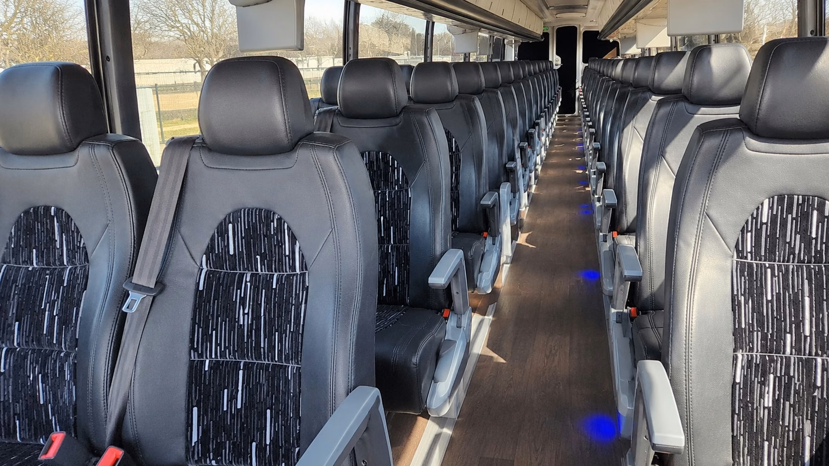 56 passenger charter bus inside